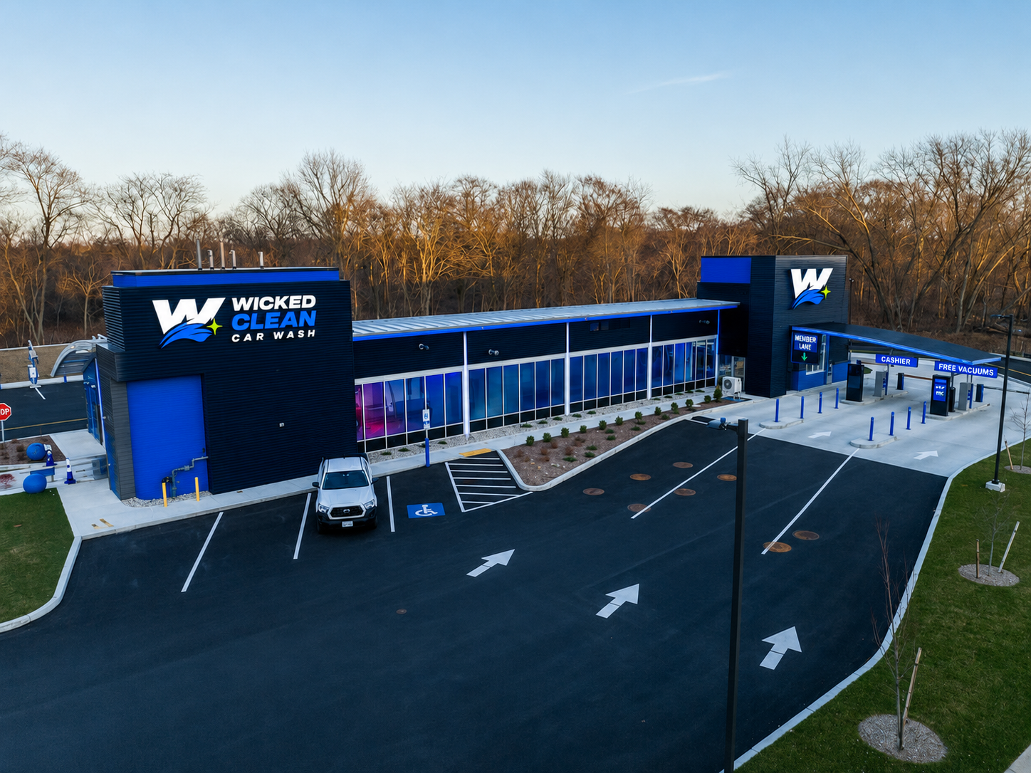 Wicked Clean premium site render with glowing blue tunnel and architectural branding details.